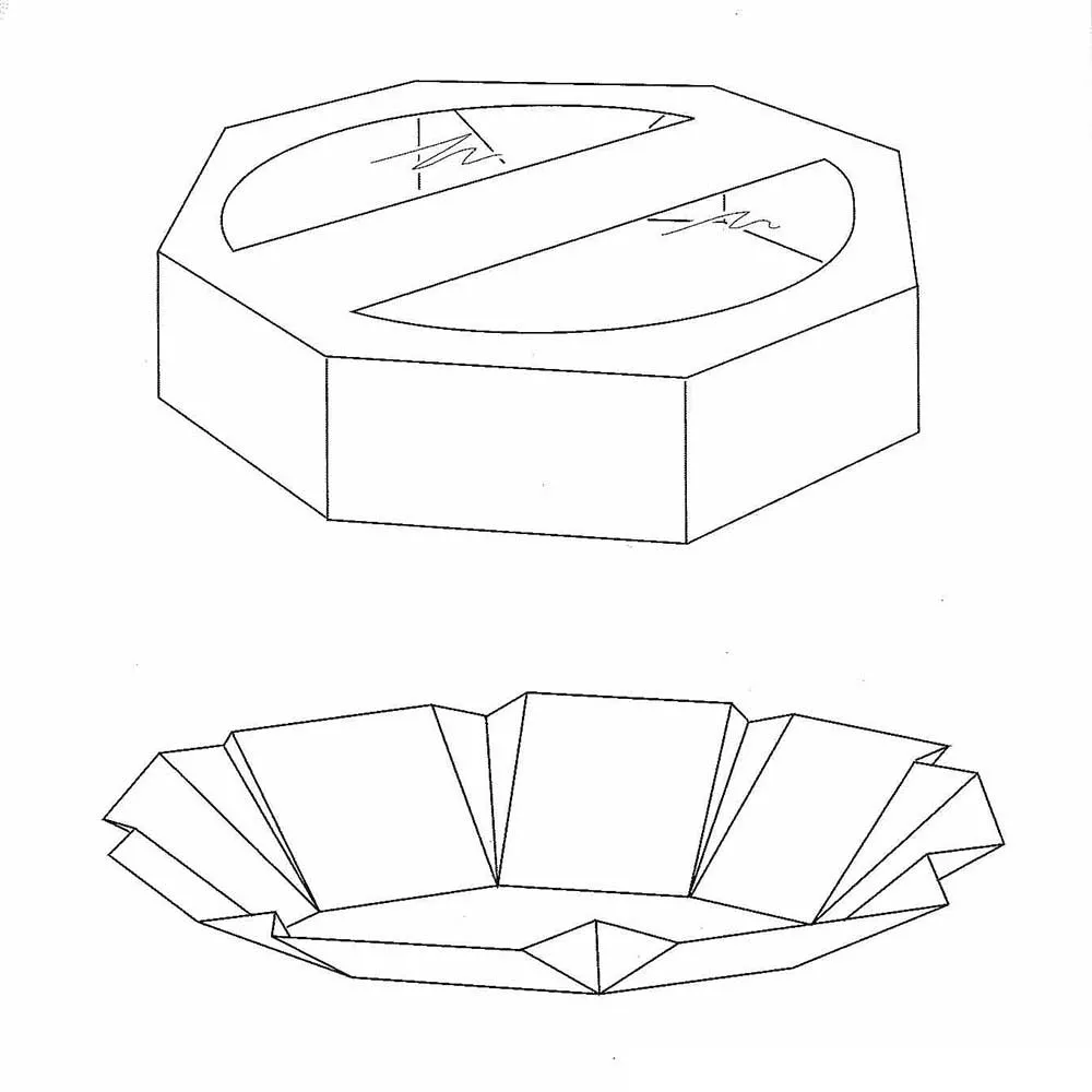 Bandeja octogonal con tapa de ventana