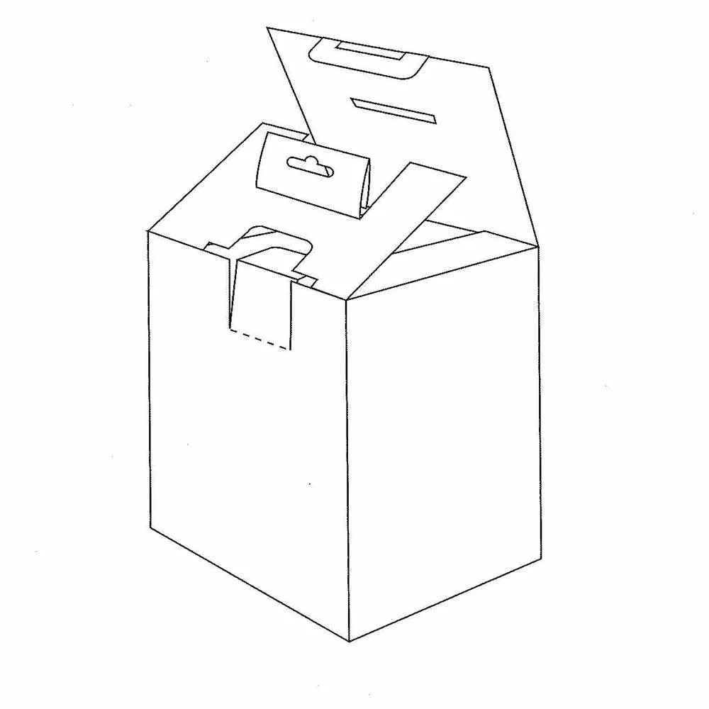 Caja con pestañas para colgar y cerrar