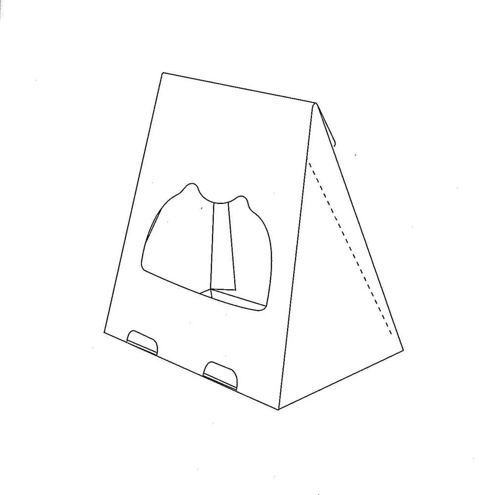 Caja con ventana y laterales triangulares